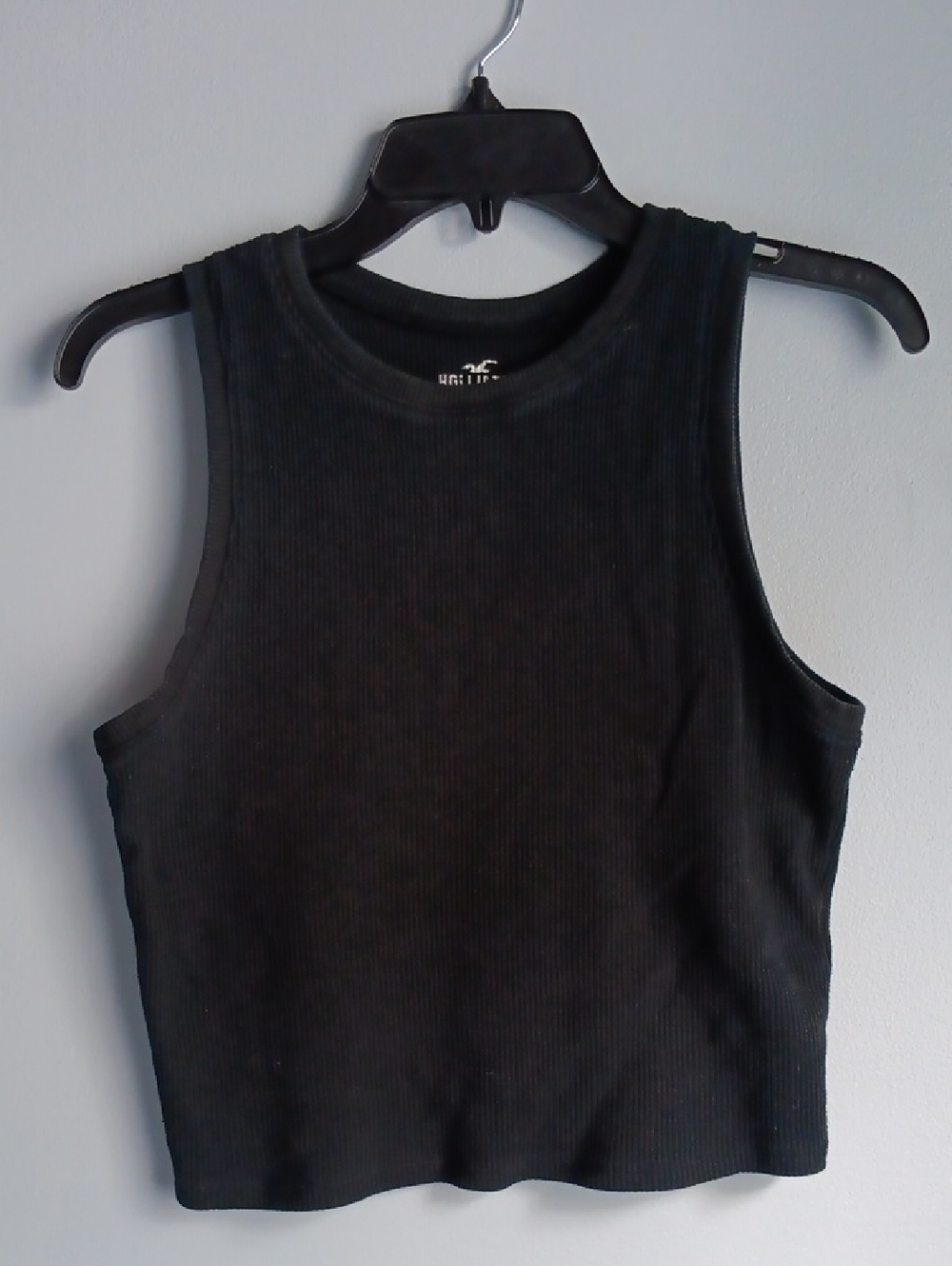 Hollister Black Ribbed Crop Tank Top